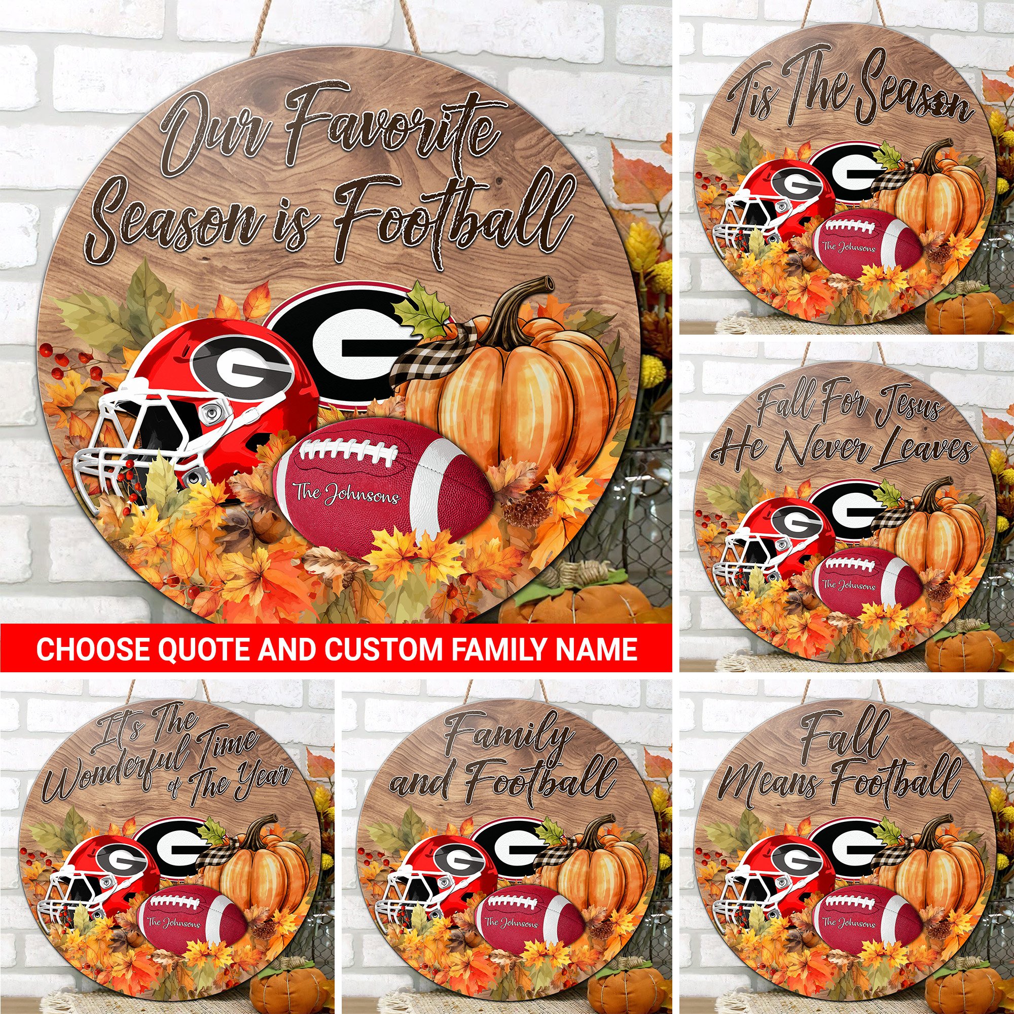 Georgia Bulldogs Shape Wooden Sign Custom Your Family Name And Choose Your Quotes, Sport Sign, Sport Gifts For Fan, Home Decorations EHIVM-59971